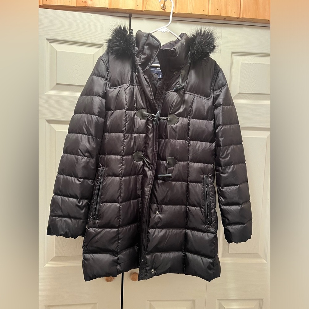 Lands end black jacket removable hood